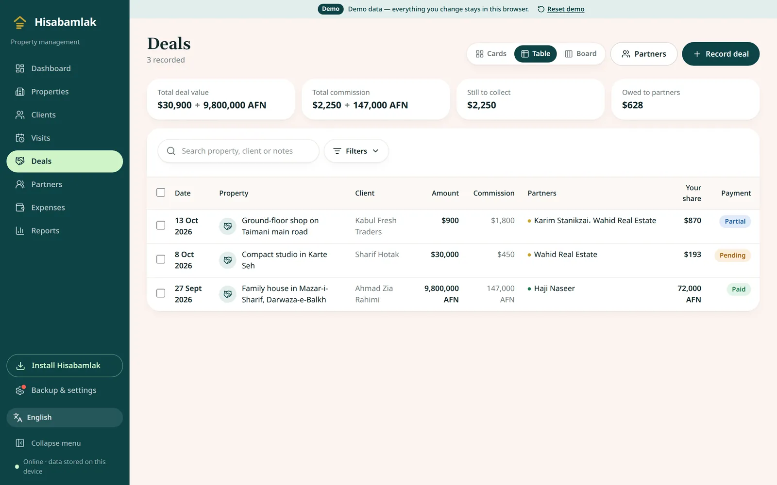 Hisabamlak — screenshot 2